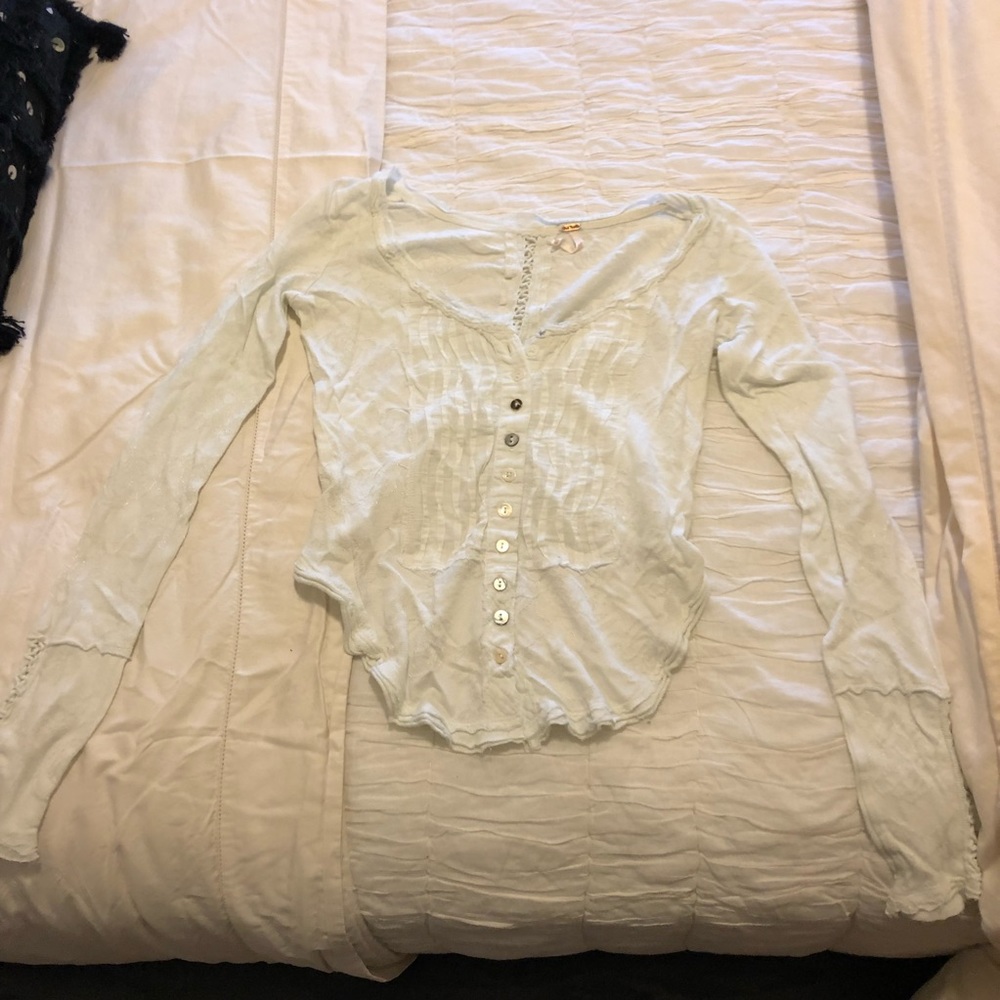 Free People Long Sleeve Cropped Back Top